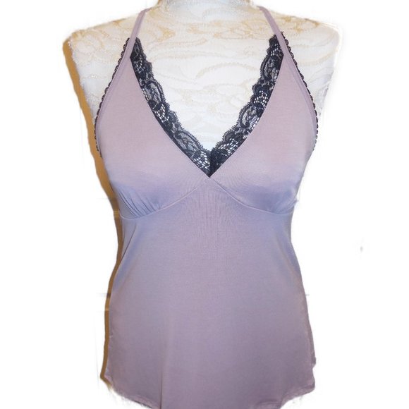 Camisole top raceback NEW spaghetti straps stretchy mauve color cami - Picture 2 of 8